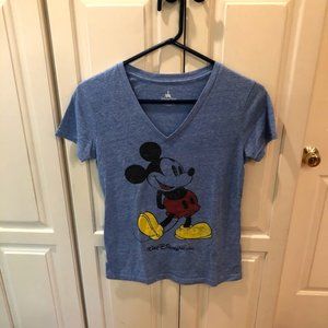 Disney Park Blue Women's Mickey Mouse V-Neck Small